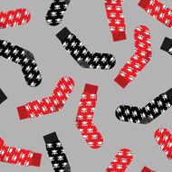 Black and Red socks with skull seamless pattern Vector backgrou N2