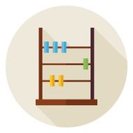 Flat Math Counter Abacus Circle Icon with Long Shadow N2