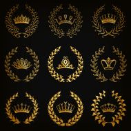 Luxury gold labels with laurel wreath N3