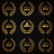 Luxury gold labels with laurel wreath N4