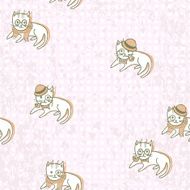 Cute Hipster Cats Seamless Pattern Pets Retro Background Vector Illustration N2