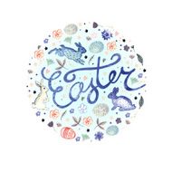 Easter pastel watercolor illustration