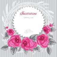 Romantic flower greeting card with roses and copy space