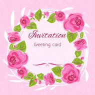 Romantic flower greeting card with roses and copy space N2