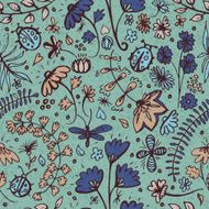 Vector seamless pattern with summer flowers N2
