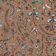 Vector seamless pattern with summer flowers N3