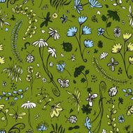 Vector seamless pattern with summer flowers N4
