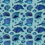Seamless pattern of Sea shells N6
