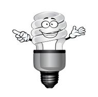 Cartoon saving light bulb character