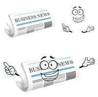 Cartoon joyful business newspaper character