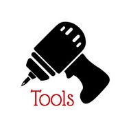 Icon of black drill with rechargeable battery
