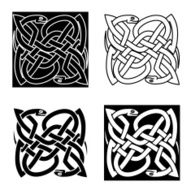 Celtic snakes arranged in traditional knot pattern