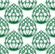 Green hop blooms seamless pattern