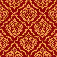 Damask seamless pattern with orange and red colors