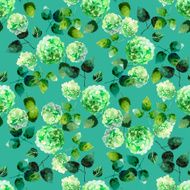 Watercolor green hydrangea pattern
