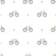 Vector outline cute bicycles seamless pattern