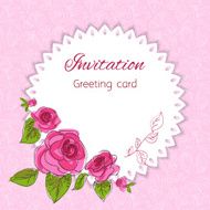 Romantic flower greeting card with roses and copy space N3