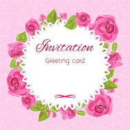 Romantic flower greeting card with roses and copy space N4