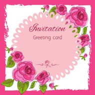 Romantic flower greeting card with roses and copy space N5