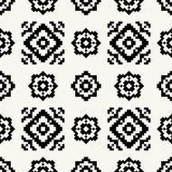 Trendy hipster Black and white pixel seamless pattern indian motifs N6