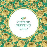 Greeting card with yellow roses on turquoise background