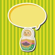Matryoshka Russian traditional wooden doll vector pattern el N145