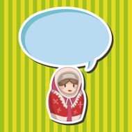 Matryoshka Russian traditional wooden doll vector pattern el N151