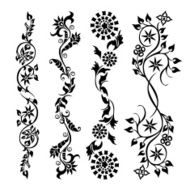 Set swirling decorative flower pattern