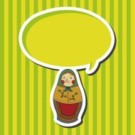 Matryoshka Russian traditional wooden doll vector pattern ele N13