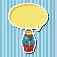 Matryoshka Russian traditional wooden doll vector pattern ele N14