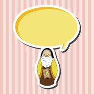 Matryoshka Russian traditional wooden doll vector pattern ele N15