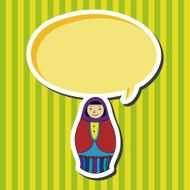 Matryoshka Russian traditional wooden doll vector pattern ele N16