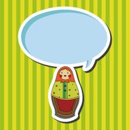 Matryoshka Russian traditional wooden doll vector pattern ele N19