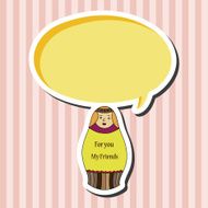Matryoshka Russian traditional wooden doll vector pattern ele N20