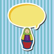 Matryoshka Russian traditional wooden doll vector pattern ele N22