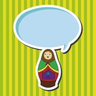 Matryoshka Russian traditional wooden doll vector pattern ele N24