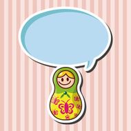 Matryoshka Russian traditional wooden doll vector pattern el N152