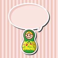 Matryoshka Russian traditional wooden doll vector pattern el N154