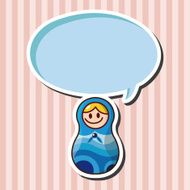 Matryoshka Russian traditional wooden doll vector pattern el N155