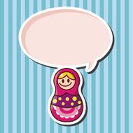 Matryoshka Russian traditional wooden doll vector pattern el N157