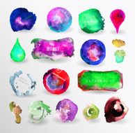 Set of watercolor label N7