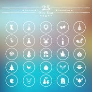 Icons flat is the new year on white blur background N2
