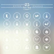 Icons flat is the new year on white blur background N3