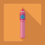 Flat modern design with shadow Big Ben