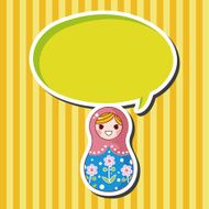 Matryoshka Russian traditional wooden doll vector pattern el N162