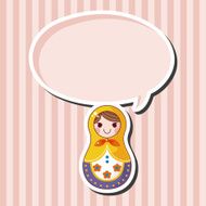 Matryoshka Russian traditional wooden doll vector pattern el N164