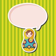 Matryoshka Russian traditional wooden doll vector pattern el N167