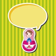 Matryoshka Russian traditional wooden doll vector pattern el N168