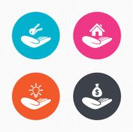 Helping hands icons Protection and insurance N28