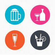 Alcoholic drinks signs Champagne beer icons N7